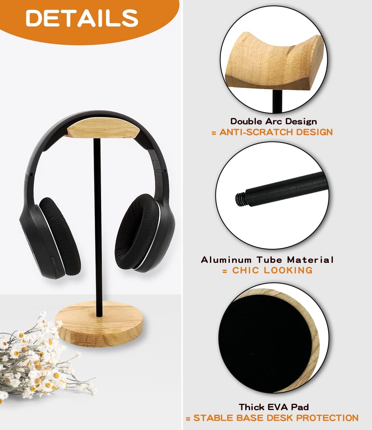 Wood & Metal Headphone Hanger - Image 2