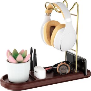 Wood & Metal Headset Stand