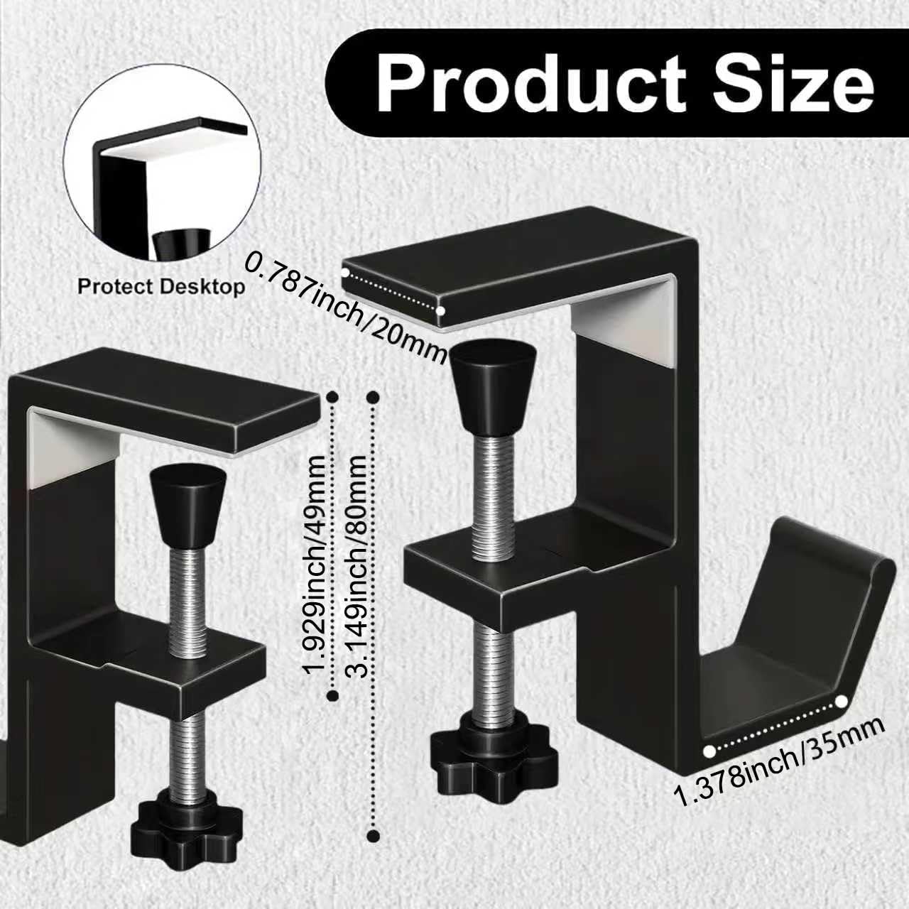 Under-Desk Aluminum Headphone Hook - Image 2