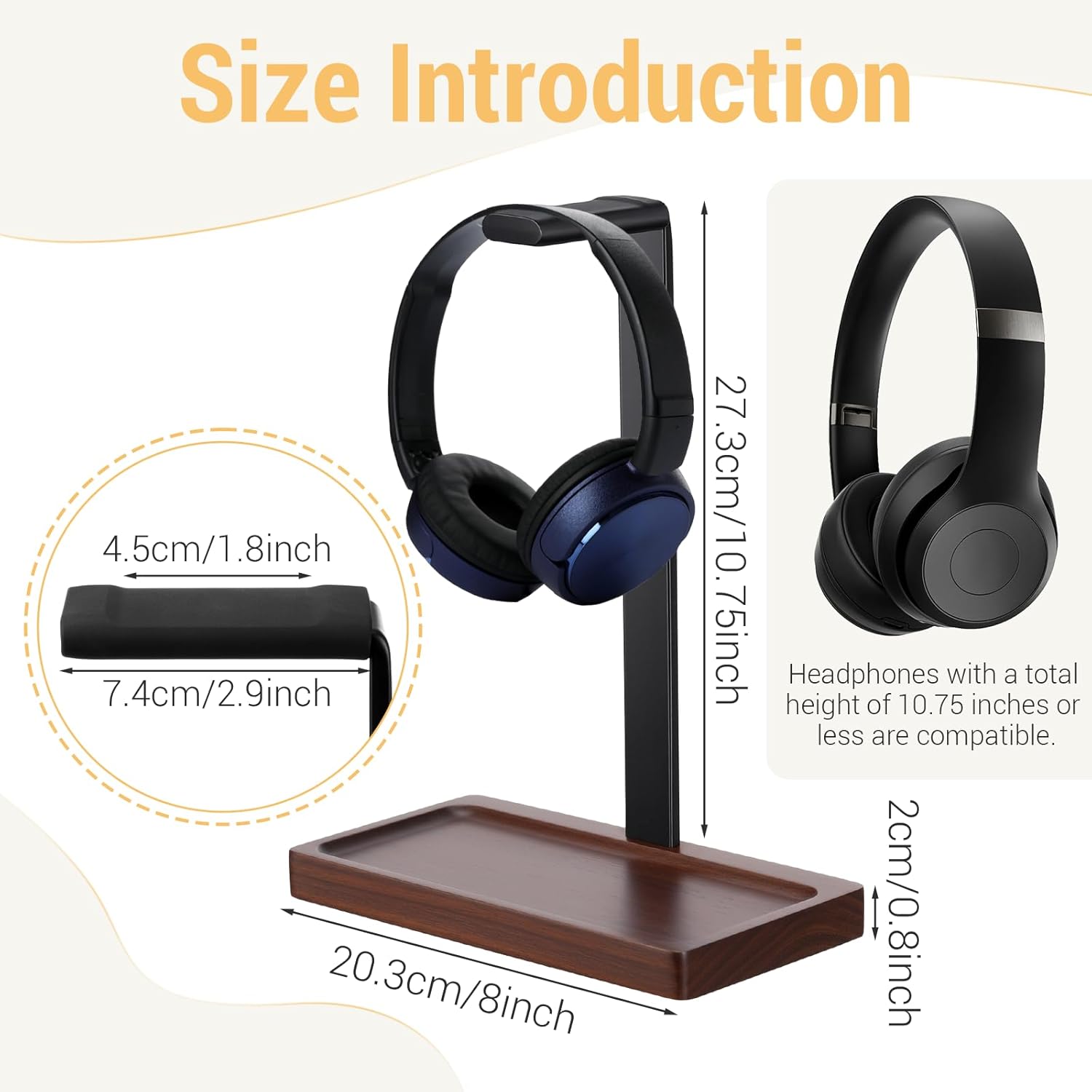 Walnut Headset Holder with Tray - Image 2